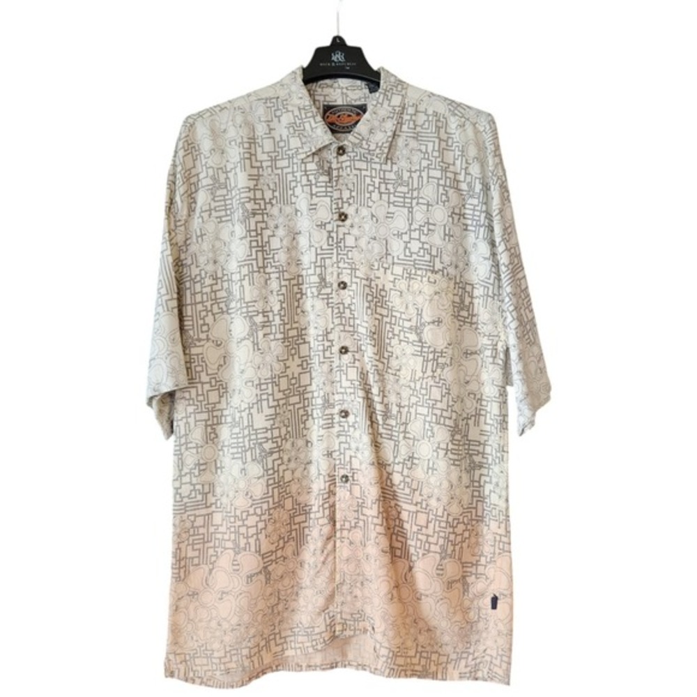 Vintage Dr. Lucky's Mens XL Hawaiian Shirt Ombre Geometric Cotton Rayon
